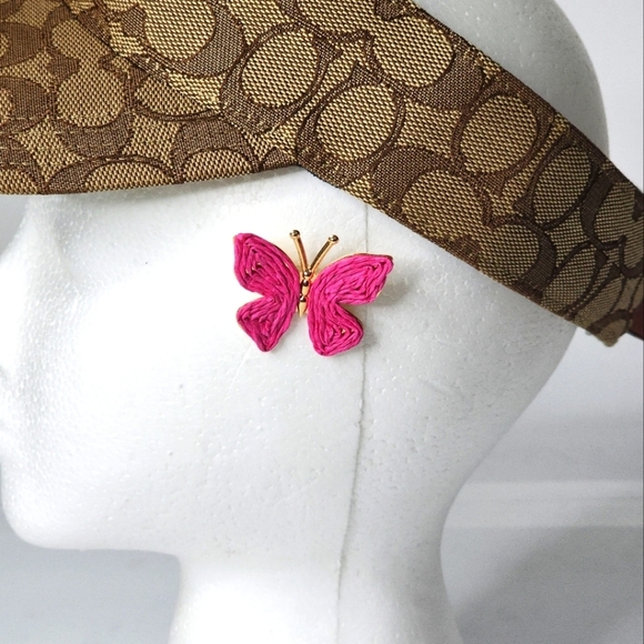 Sun Star Fashion Butterfly Shape Raffia Pink Earrings - Picture 3 of 5